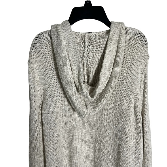 JENNI KAYNE Linen Cotton Hooded Sweater Cardigan Duster in Natural - Picture 8 of 12